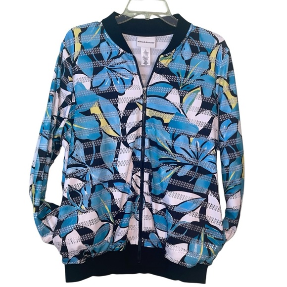 Alfred Dunner perforated print, Floral bomber style lightweight jacket Sz 14 GUC - Picture 4 of 9